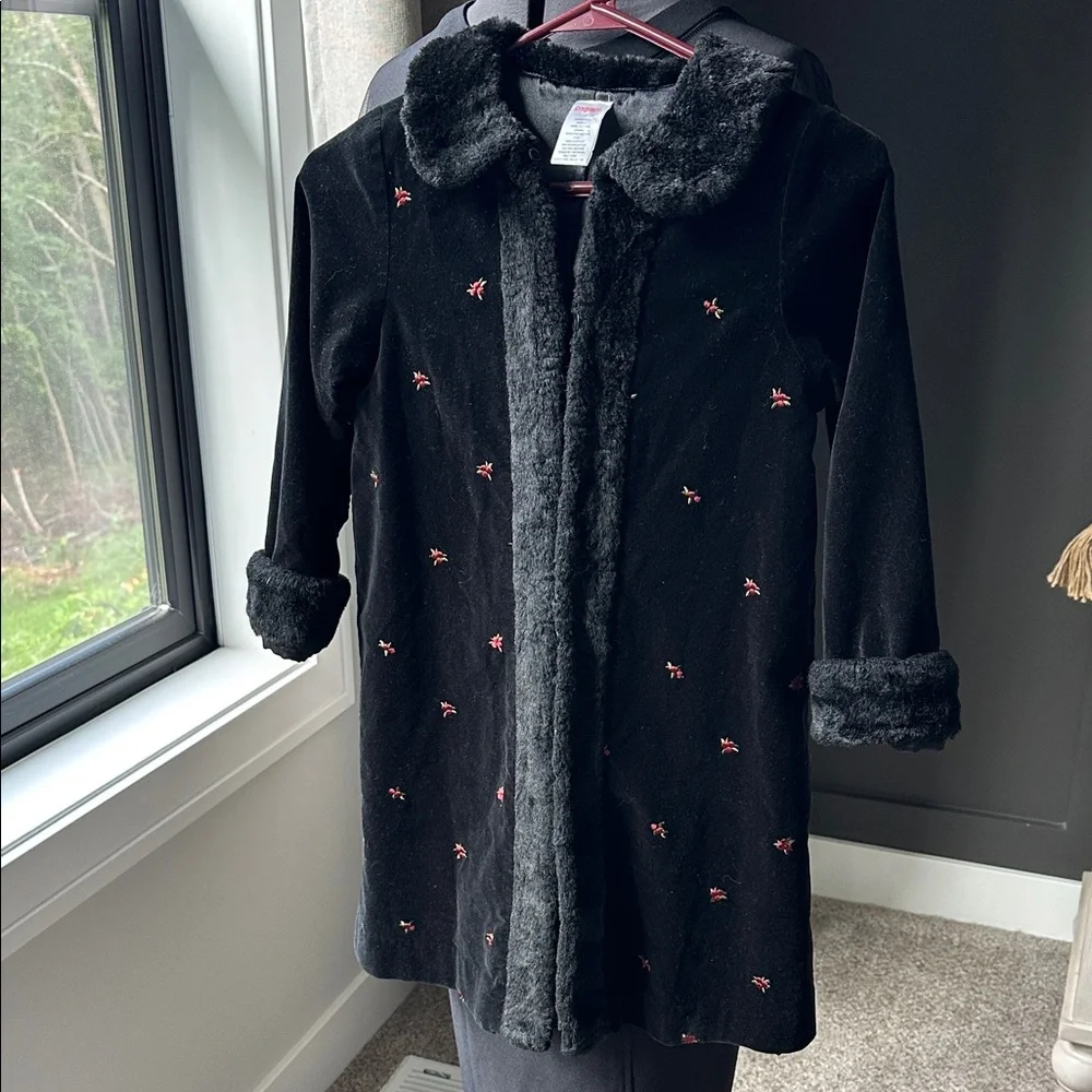 Gymboree Velvet Coat with Faux fur trim and embroidery‎